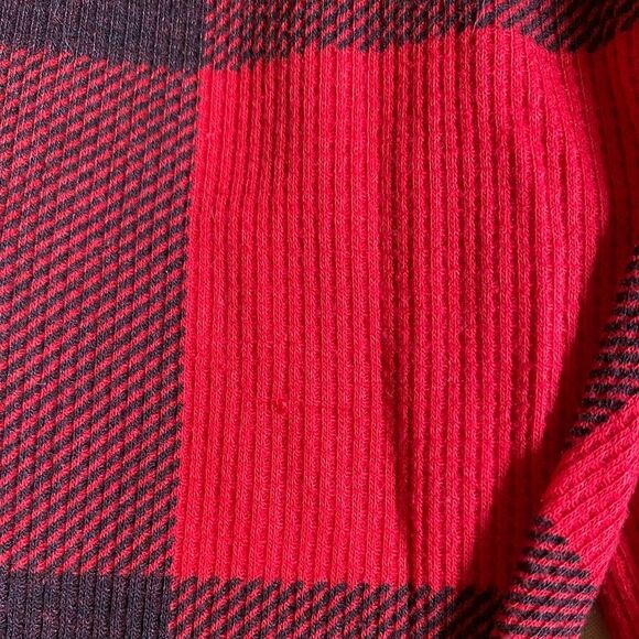 Old Navy Thermal Knit One-Piece Pajama Women's Sz L Red Black Plaid Cozy Buttons - Picture 16 of 16
